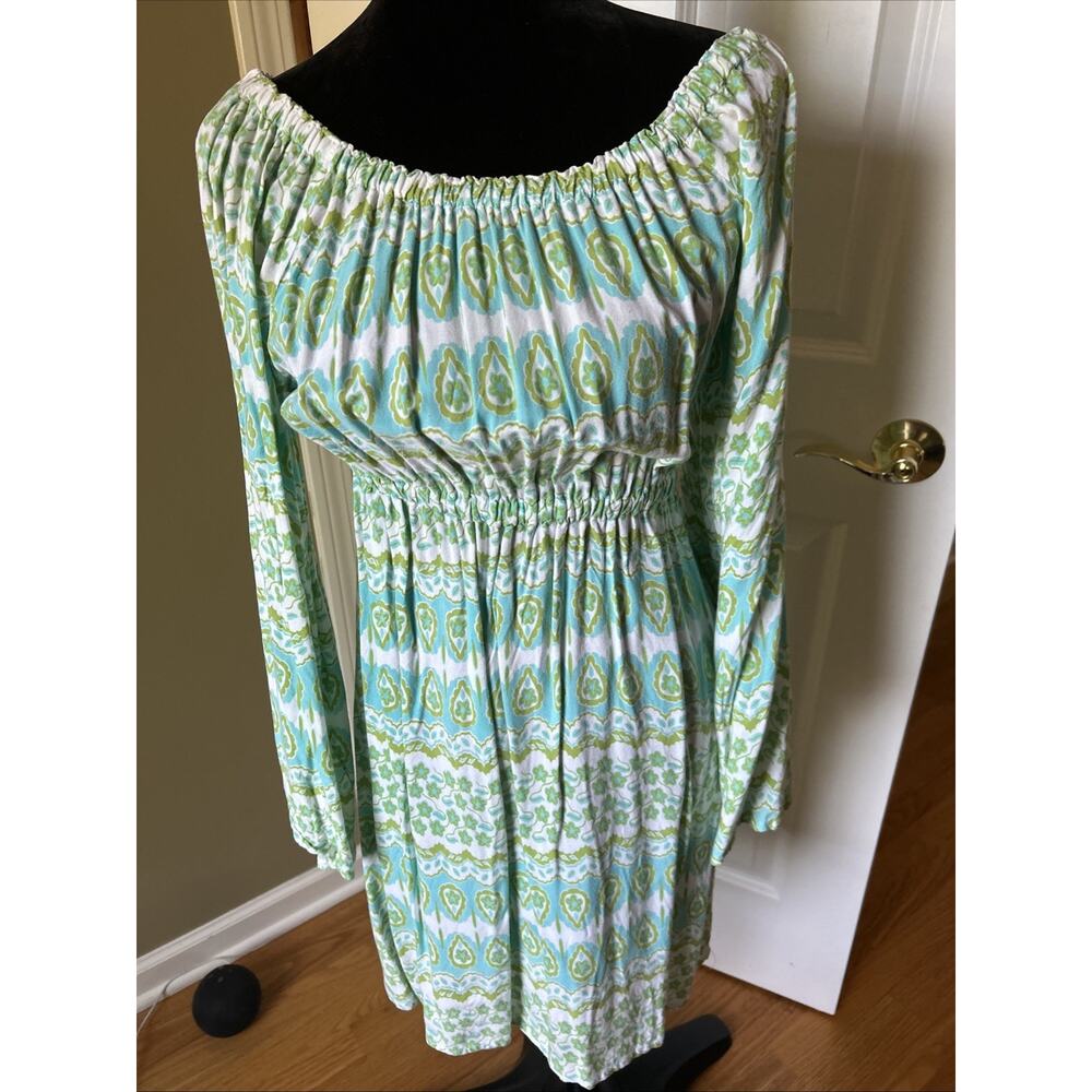 Angela Moore Carly Dress Long Butterfly Sleeves Boutique Mint green print Small